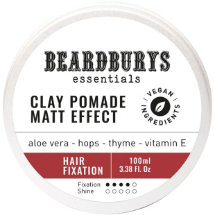 Помада матова для волосся Clay Pomade Matt Essentials Beardburys, 100 мл